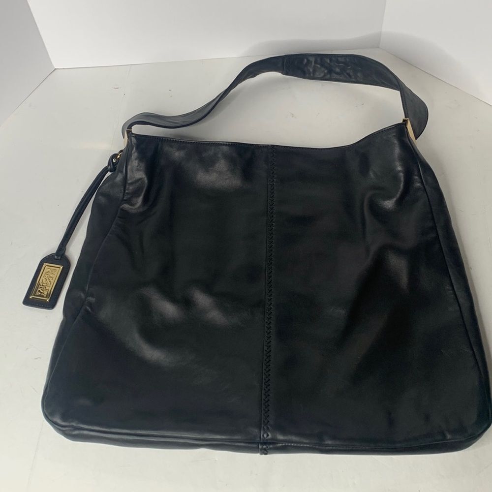 Badgley Mischka black cow leather large hobo shoulder bag